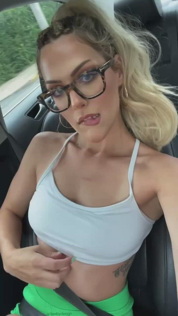 Car Flashing OnlyFans Public Titty Drop Porn GIF