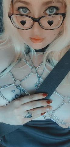 Amateur BBW Babe blondy Car Homemade Natural tits OnlyFans Public Porn GIF