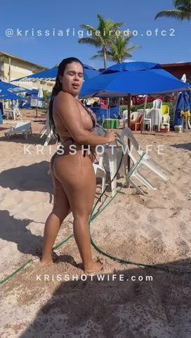 Massive booty big breasts Bikini Exhibitionism Exhibitionist Hotwife Micro Bikini Public ex-wife Porn GIF