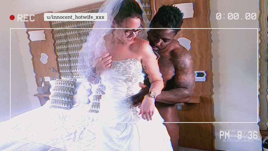 BBC bare Bride British Brunette Hotwife Interracial Tattoo Wedding Porn GIF