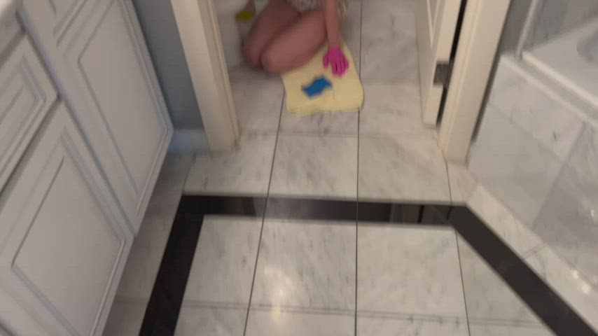 Bored And Ignored CFNM Cumshot pretty Facial Freeuse Funny Porn Toilet Porn GIF